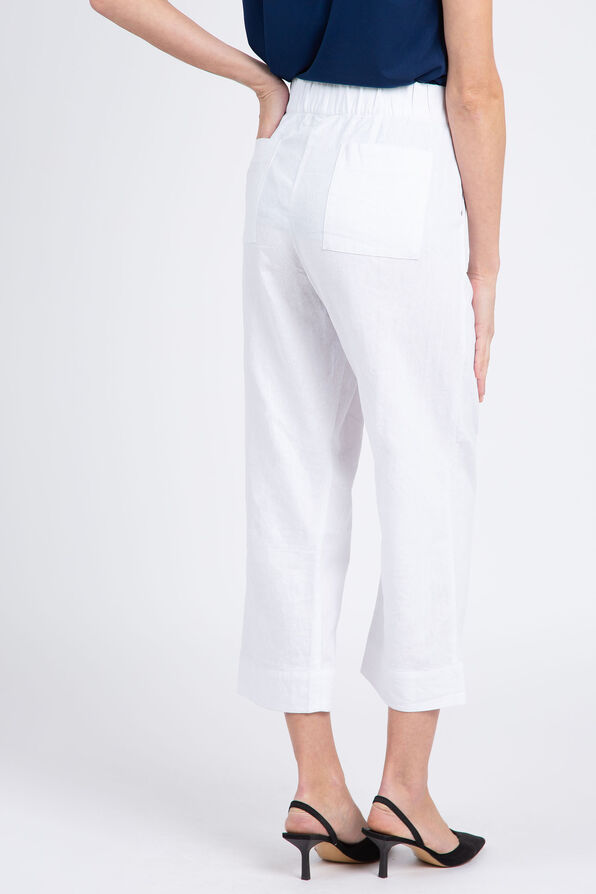Pull-On Linen Ankle Pant , White, original image number 2