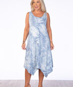 Blue Palm Dress, Denim, original image number 0