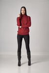 Long Sleeve Turtleneck Sweater , Red, original image number 2