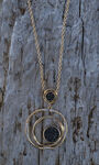 Inlayed Circles w/ Bling Long Necklace Set , Gold, original image number 0
