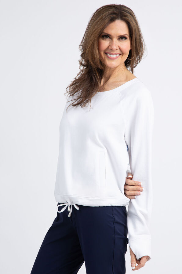 Golf French Terry Crew Neck Top, White, original image number 1