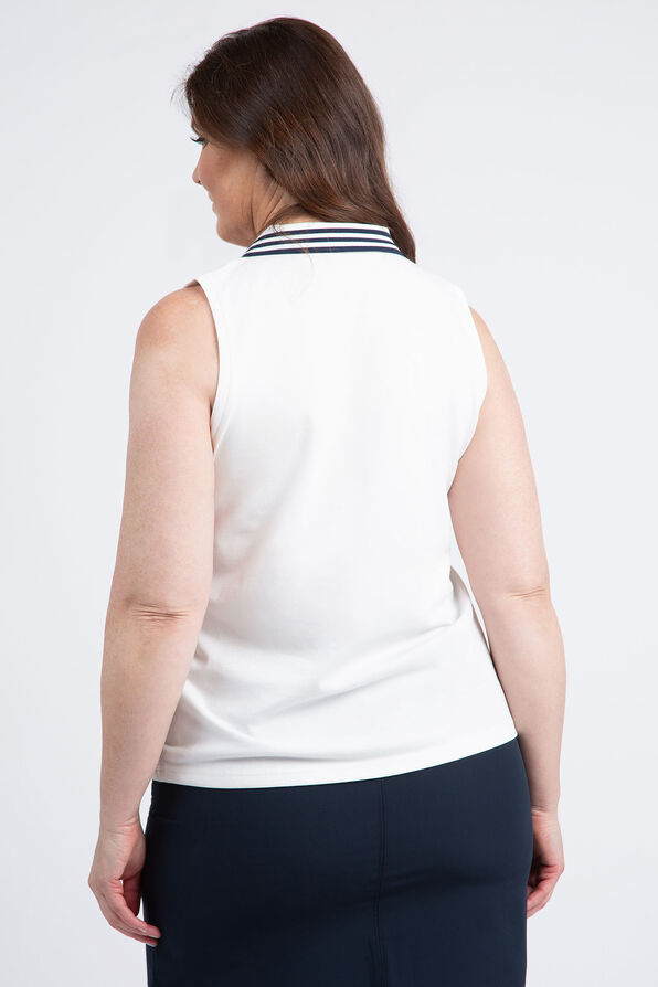 Sleeveless Polo Shirt, White, original image number 3
