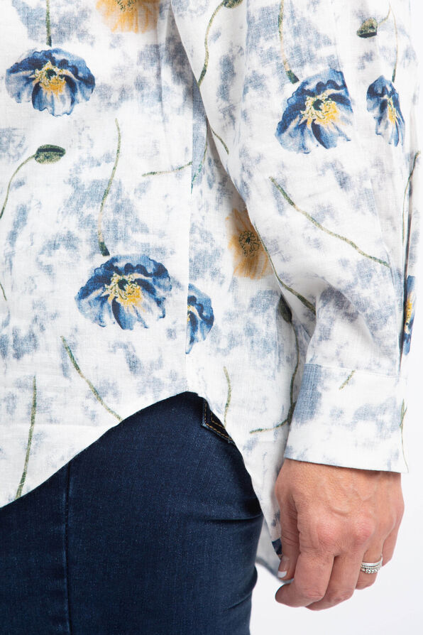 Button-Up Linen Blouse, Blue, original image number 5