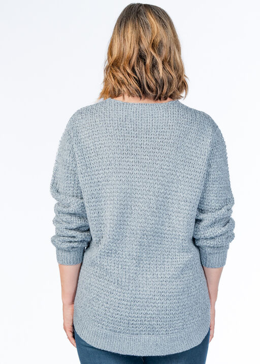 Cable-Knit Shirt-Tail Sweater , Blue, original