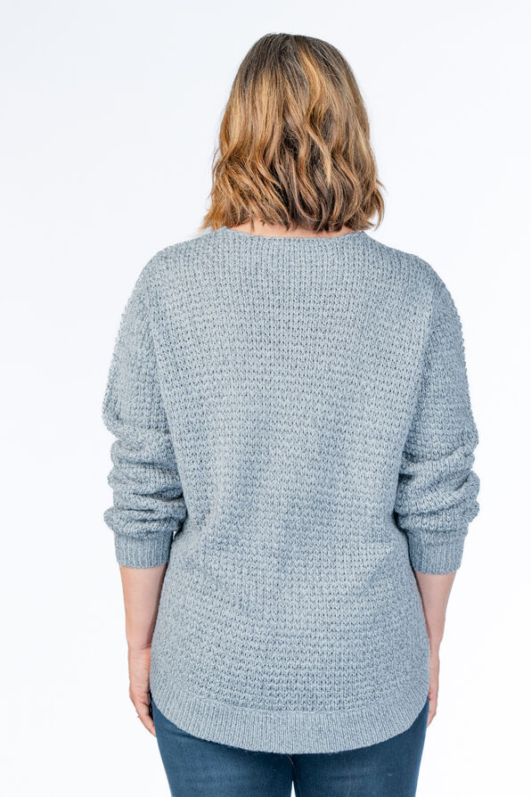 Cable-Knit Shirt-Tail Sweater , Blue, original image number 1