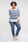Striped Sweater with Crew Neck, Blue, original image number 1