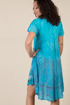 Short Sleeve Embroidered Trim Swing Dress, Turquoise, original image number 2
