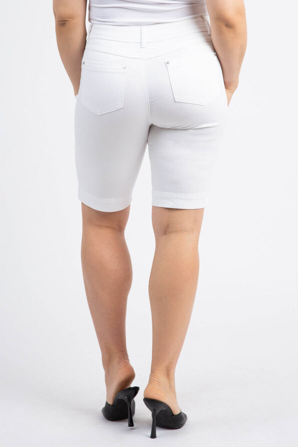 Bermuda Shorts w/ Side Slits, White, original image number 2