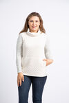 Quilted Cowl Neck Sweater, Beige, original image number 1