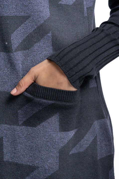 Houndstooth Knee-Length Sweater Dress , Charcoal, original
