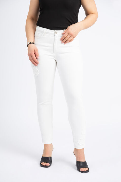 Applique High-Rise Jeans, White, original