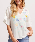 Floral Embroidery Shirt , White, original image number 0