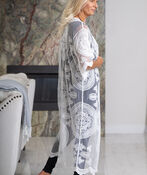 Full-Length Lace Cardigan, White, original image number 1