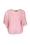 Butterfly Embroidered Lace Batwing Top, Pink, original image number 0