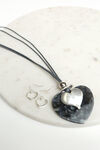 Long Heart Pendant Necklace Set, Silver, original image number 1