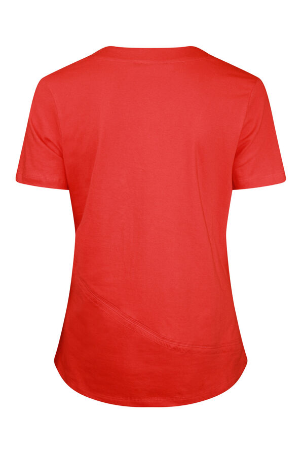 Asymmetrical Cross-Over T-Shirt, Red, original image number 1