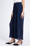 Pleated Chiffon Wide Leg Trousers , Navy, original image number 1