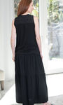 100% Cotton Tiered Maxi Skirt, Black, original image number 2