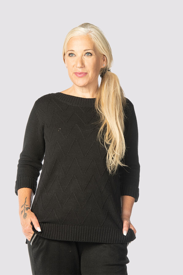 Preppy-Posh Sweater, Black, original image number 2