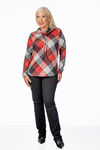 Plaid Cowl Sweater, Red, original image number 2