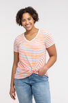 Knotted Striped Tee, Coral, original image number 2