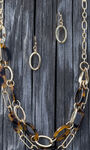 Tortoiseshell Resin & Gold Hoops Necklace Set , Gold, original image number 0