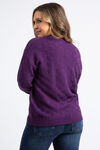 Crewneck Basket Weave Knit Sweater, Purple, original image number 2