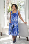 Sleeveless Sweetheart Neckline Midi Dress, Blue, original image number 0