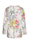 Floral with Bird Print Top with Roll Tab Sleeves , Multi, original image number 4