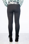 Vegan Faux-Leather Mid-Rise Ponte Skinny Leggings, Black, original image number 1
