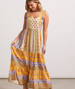 Multi-Print Maxi Dress w/ Shoulder Tassel, Multi, original image number 2