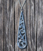 Abalone Inlay Teardrop Necklace Set, Silver, original image number 3