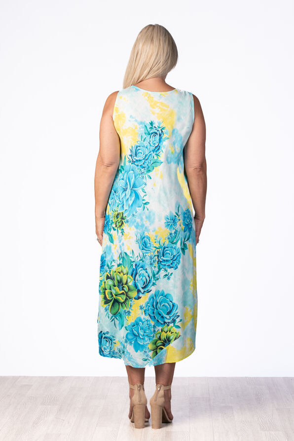 Floral Flare Dress, Aqua, original image number 1
