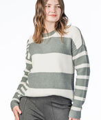 Colorblock Stripe Autumn Sweater, Grey, original image number 0