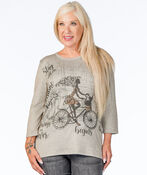 Bicycle-Girl Graphic Shirt, Taupe, original image number 1