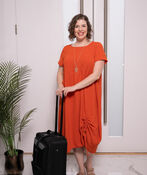 Short Sleeve Melrose Dress, Coral, original image number 0