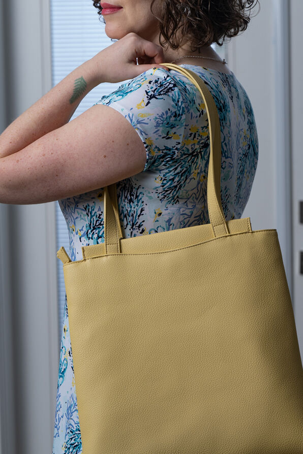 Vegan Leather Double Duty Tote, Yellow, original image number 1