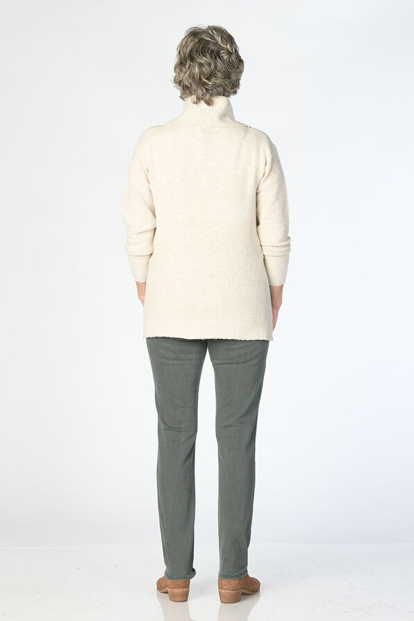 Side-Slit Turtleneck Sweater, Oatmeal, original image number 2