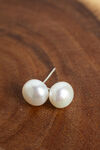 Faux-Pearl Stud Earrings, White, original image number 0