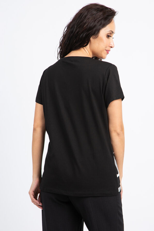 Geometric Print Glitter T-Shirt, Black, original image number 3