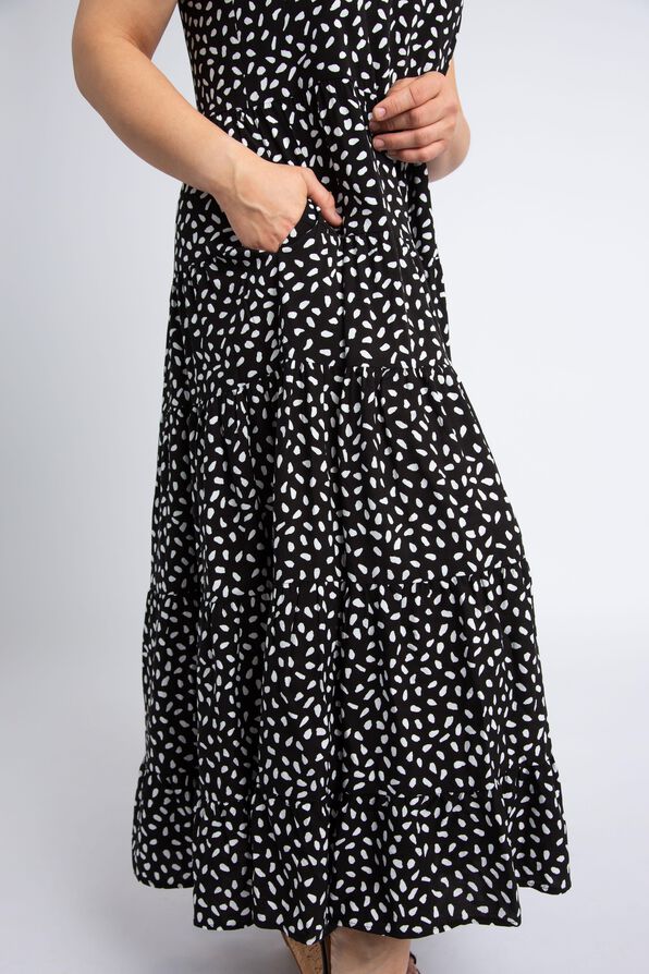 Ditsy Dot Maxi Dress, Black, original image number 4