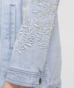 Ivory-Floral Embroidery Denim Jacket, Denim, original image number 3