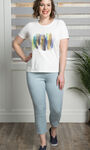 Short Sleeve Abstract Sequin Top, Blue, original image number 1