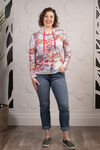 Long Sleeve Floral Knit w/ Mesh Hood & Trim, White, original image number 2