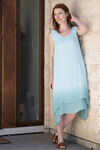 Sleeveless Crinkle Midi Dress, Blue, original image number 1