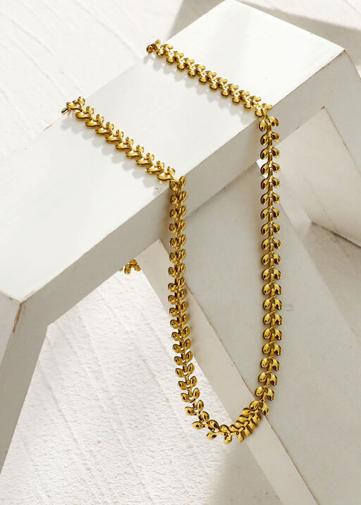 FANIA Leafy Patterned Bold Chain Necklace, Gold, original