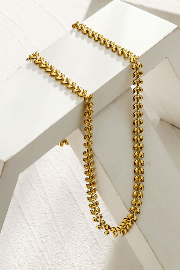 FANIA Leafy Patterned Bold Chain Necklace, Gold, original image number 0
