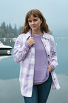 Plaid Shirt-Tail Shacket , Purple, original image number 0