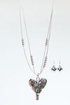 Teardrop Heart Pendant Necklace Set , Silver, original image number 0