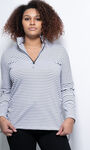 Long Sleeve ¼ Zip Striped Pullover, Black, original image number 0